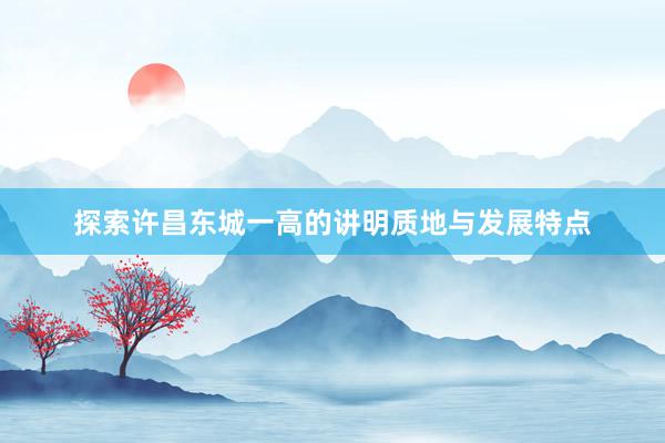 探索许昌东城一高的讲明质地与发展特点